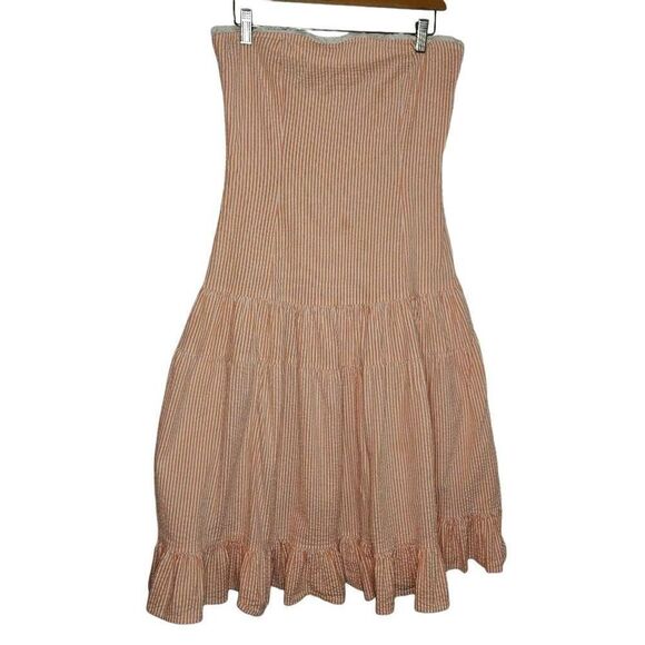 Scott Cottagecore Seersucker Halter Midi Spriped Dress - Picture 1 of 9